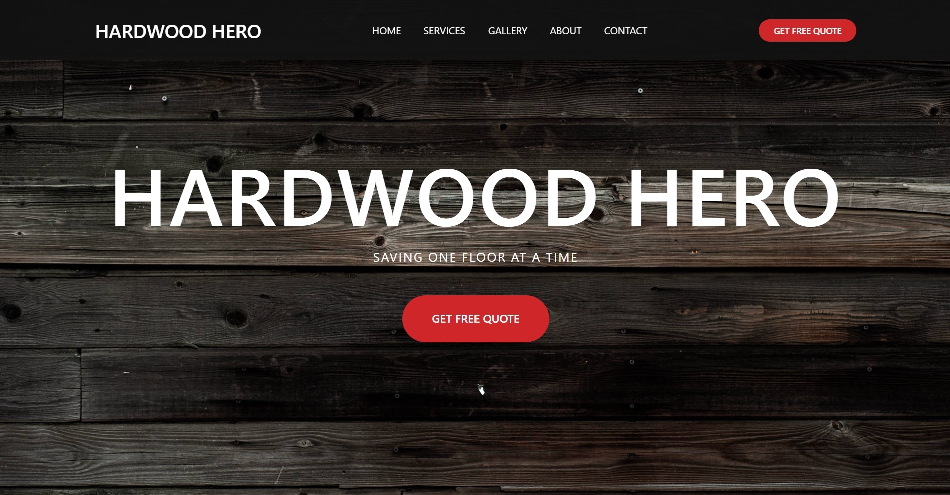 Hardwood Hero Website Screenshot
